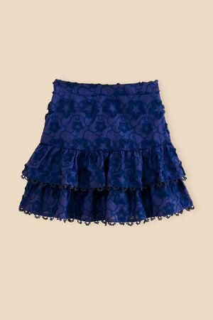 
            
                Load image into Gallery viewer, 3D Star Texture Navy Blue Mini Skirt
            
        