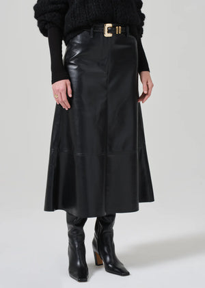 Cassia Leather Skirt In Black