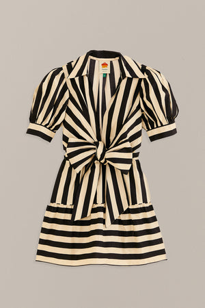 Black Mixed Stripes Short Sleeve Mini Dress