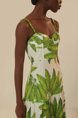 Palm Fan Midi Dress