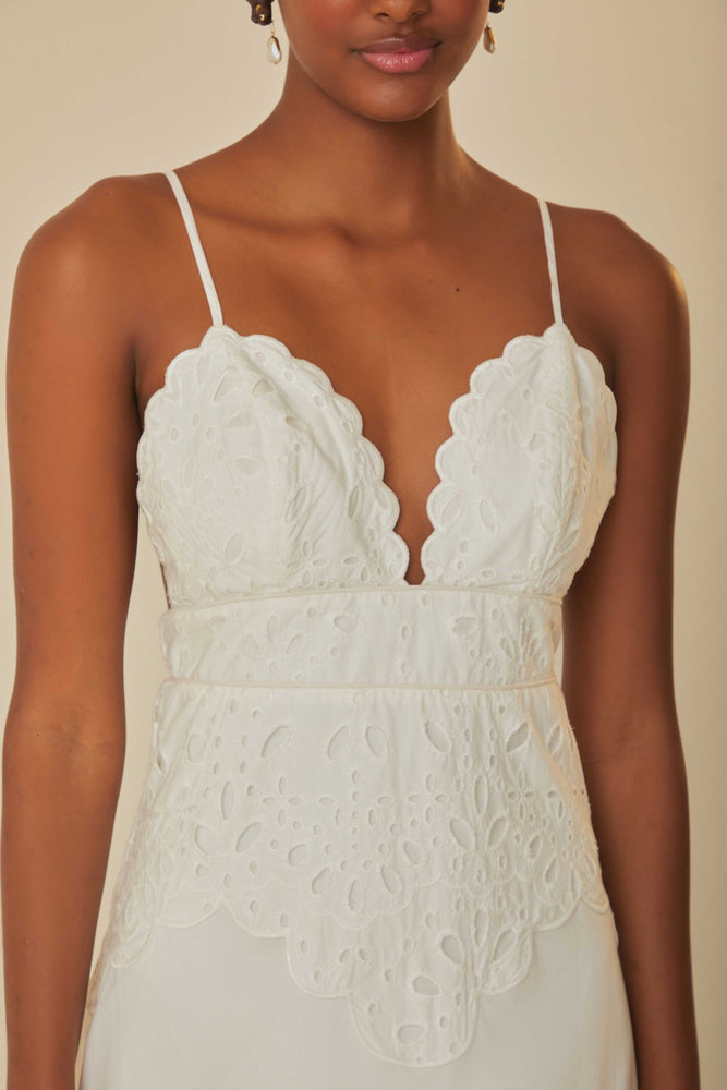 White Laise Sleeveless Maxi Dress