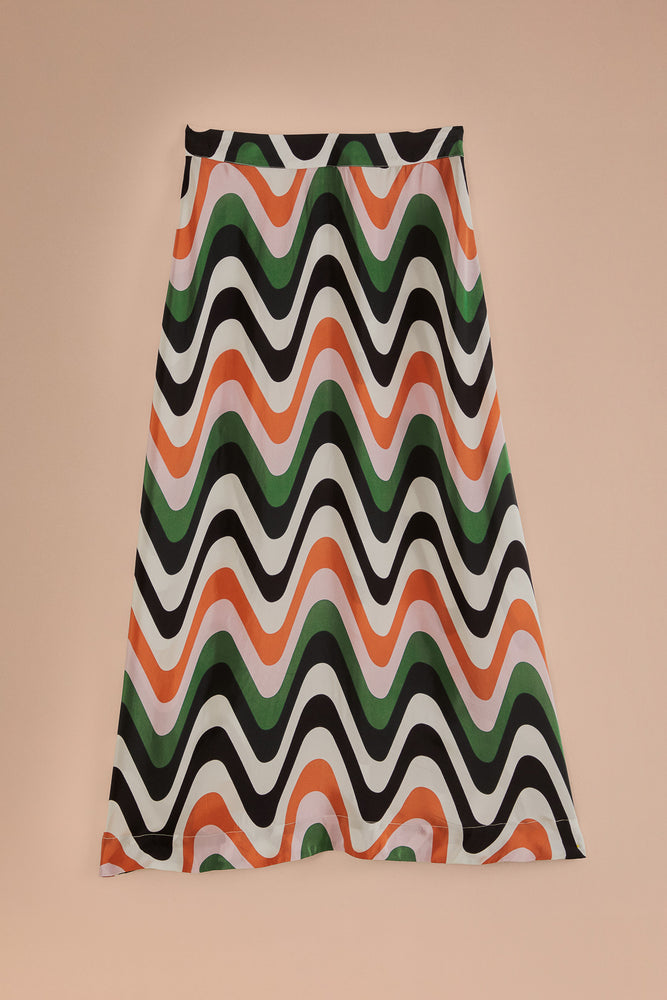 Wave Gradient Multicolor Midi Skirt