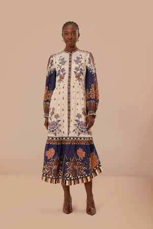 Off-White Ainika Maxi Floral Long Sleeve Midi Dress