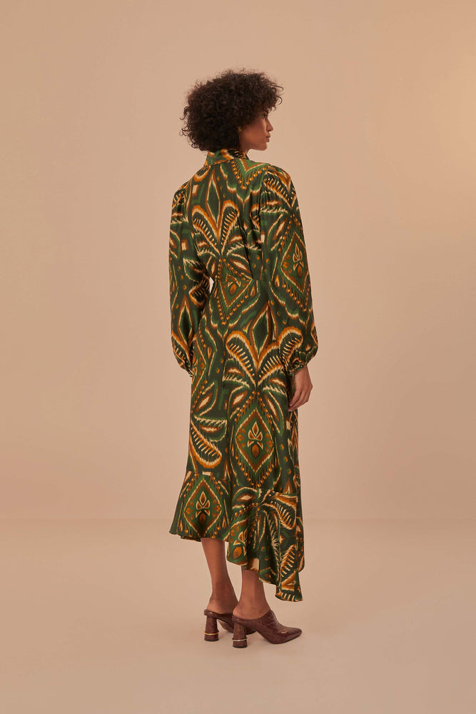 Pineapple Ikat Long Sleeve Midi Dress