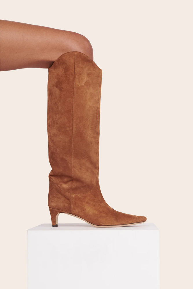 Western Wally Boot in Tan Suede
