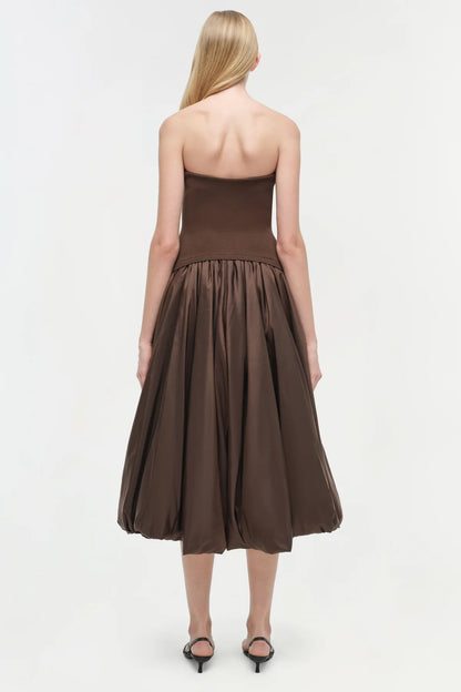 Izzy Strapless Taffeta Midi Dress