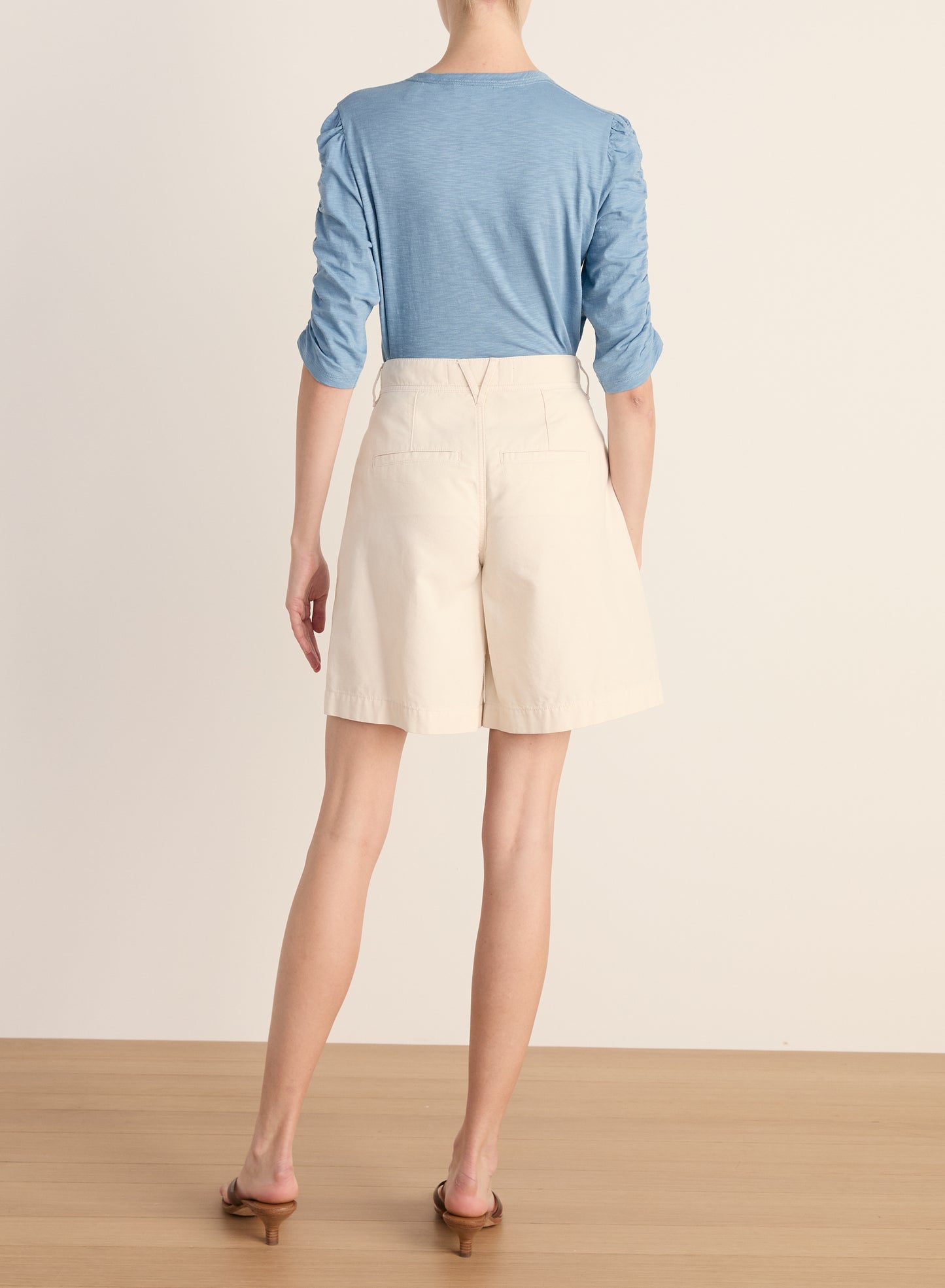 Waldorf Ruched-Sleeve T-Shirt in Blue RIver