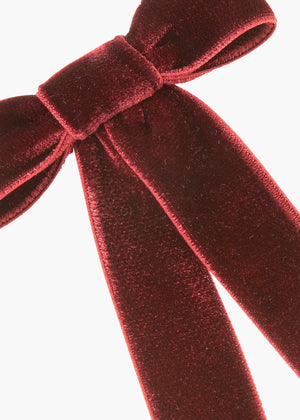 Velvet Bow Barrette in Pinot