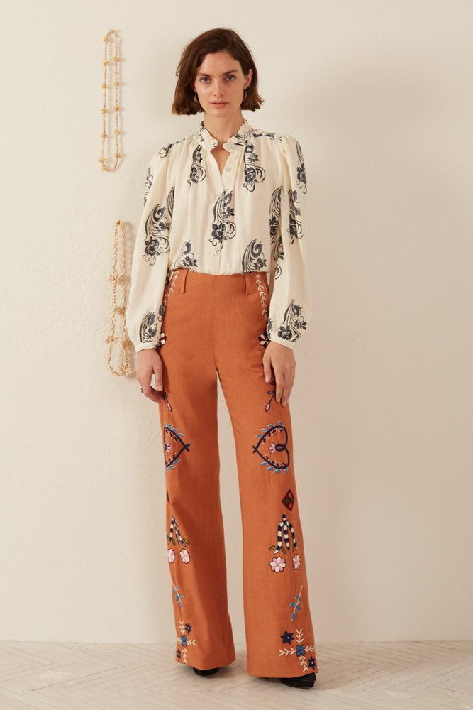 
            
                Load image into Gallery viewer, Charlie Sienna Poppy Embroidered Pant
            
        