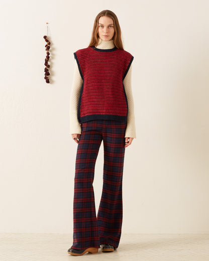 Oona Mulberry Crochet Top in Red