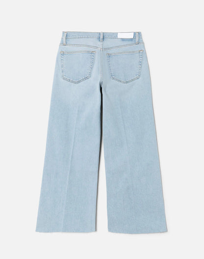 Comfort Stretch Mid Rise Wide Leg Crop in Ola Indigo