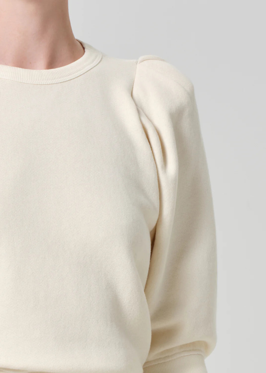 Pleated Short Sleeve Crew In Cream