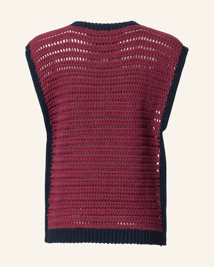 Oona Mulberry Crochet Top in Red