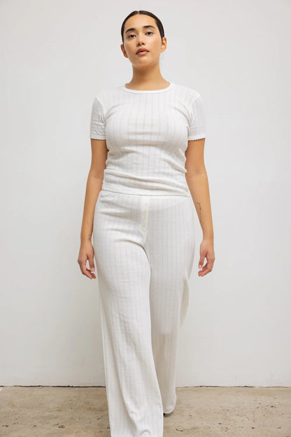 Pointelle Slim Fit Tee in White