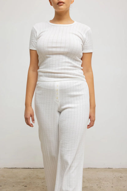 Pointelle Slim Fit Tee in White