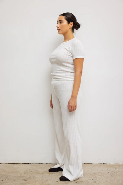 Pointelle Slim Fit Tee in White