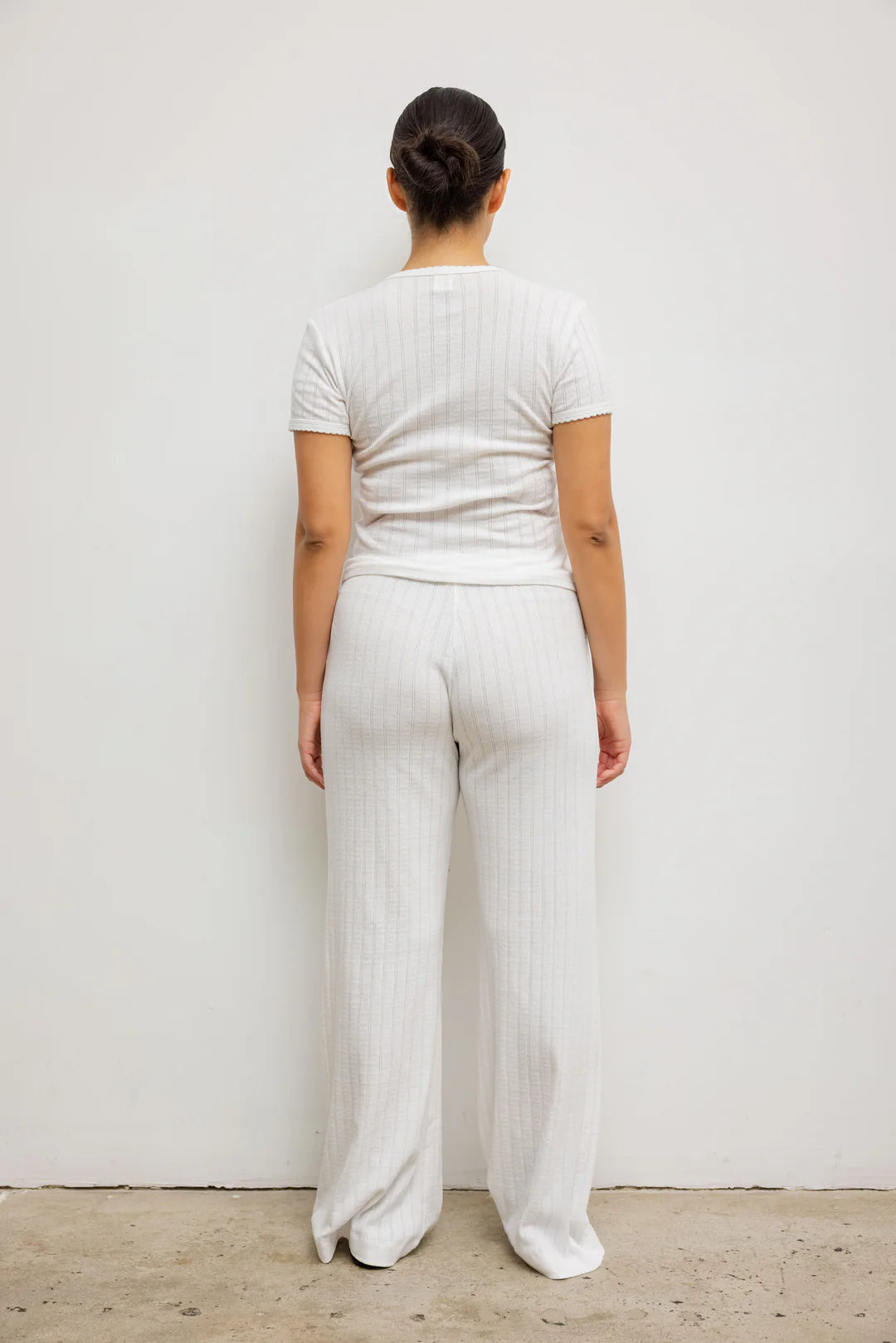 Pointelle Slim Fit Tee in White