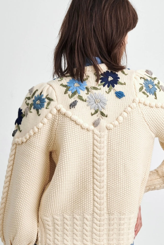 Holly Cardigan in Ivory Blue