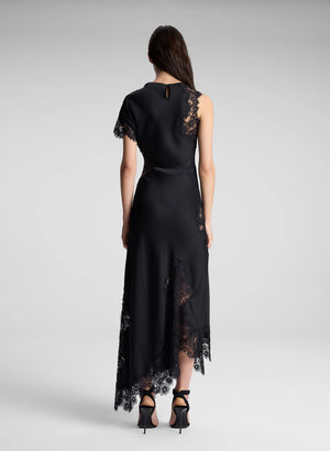 Alessia Satin And Lace Maxi Dress in Black