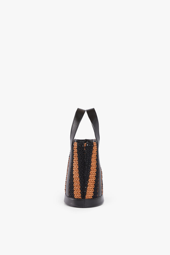 Allora Mini Tote in Black/Tan Seashore Stripe