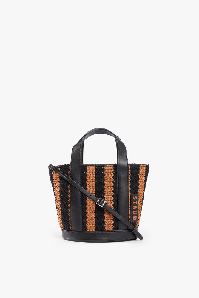 Allora Mini Tote in Black/Tan Seashore Stripe