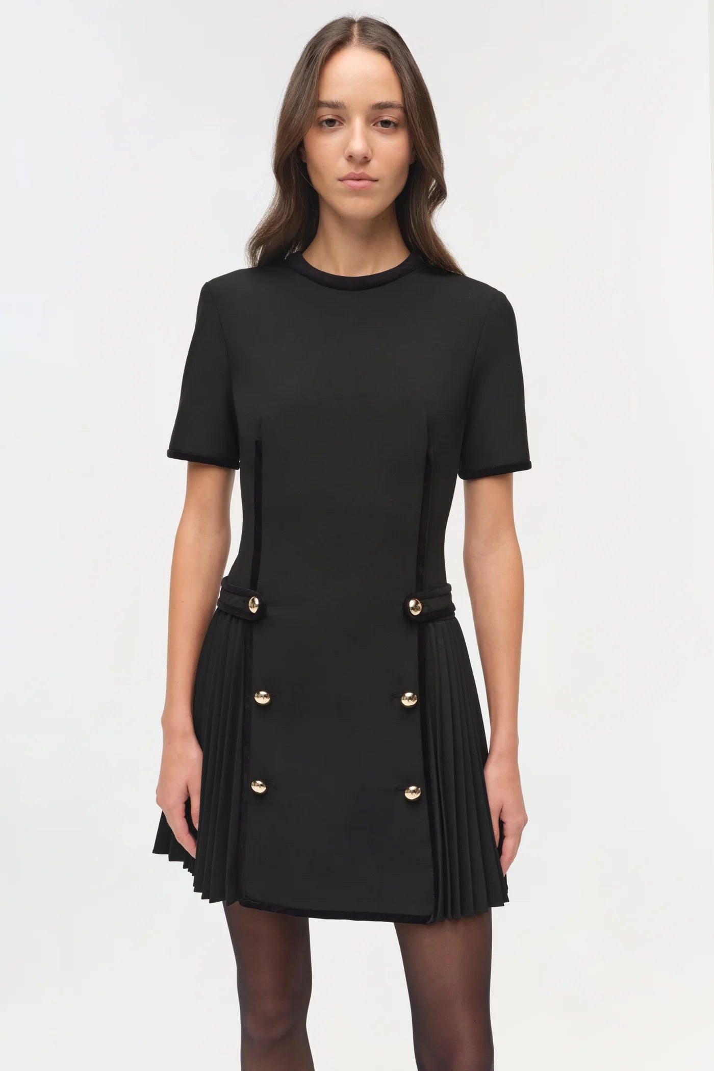 Doria Velvet Trimmed Mini Dress