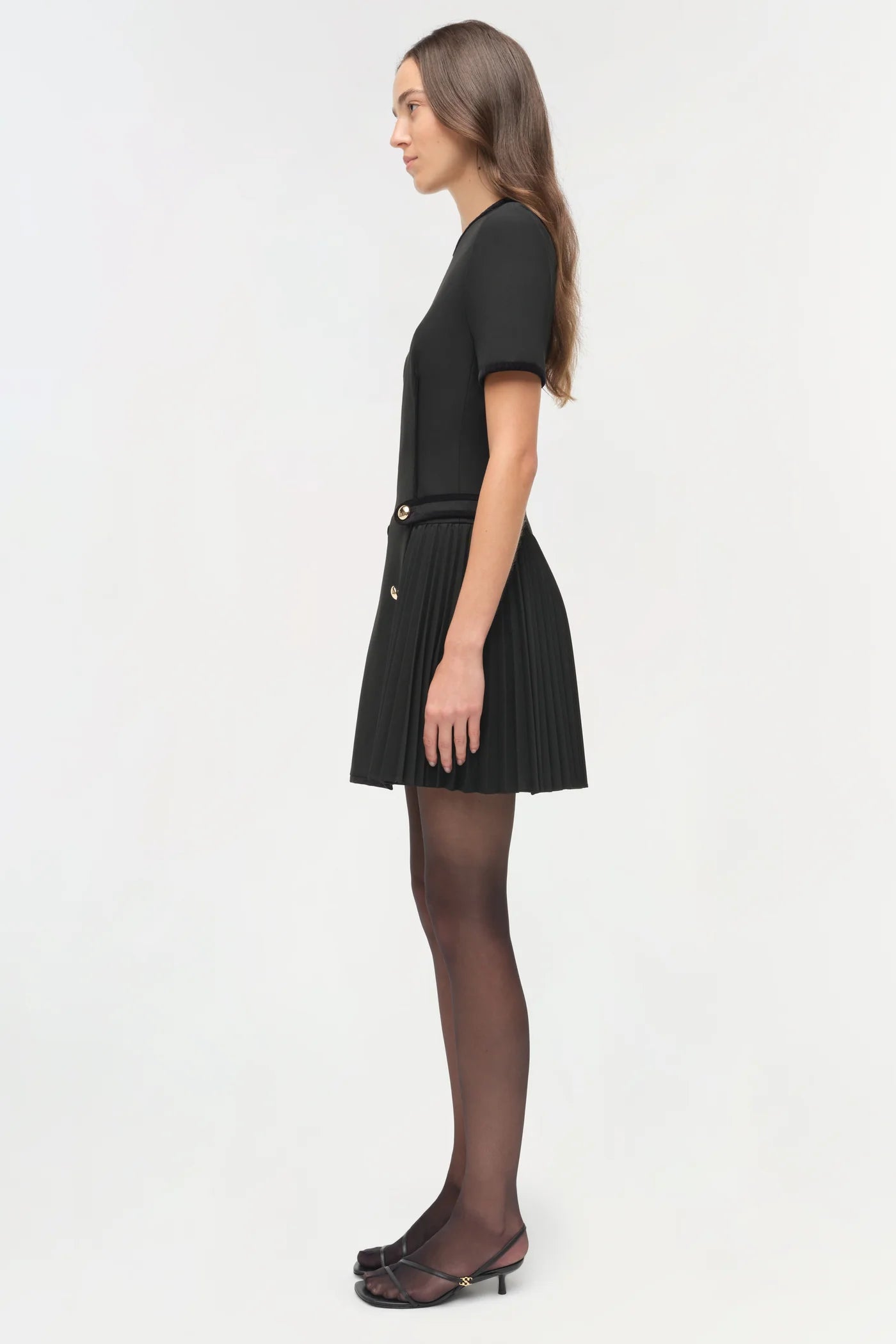 Doria Velvet Trimmed Mini Dress