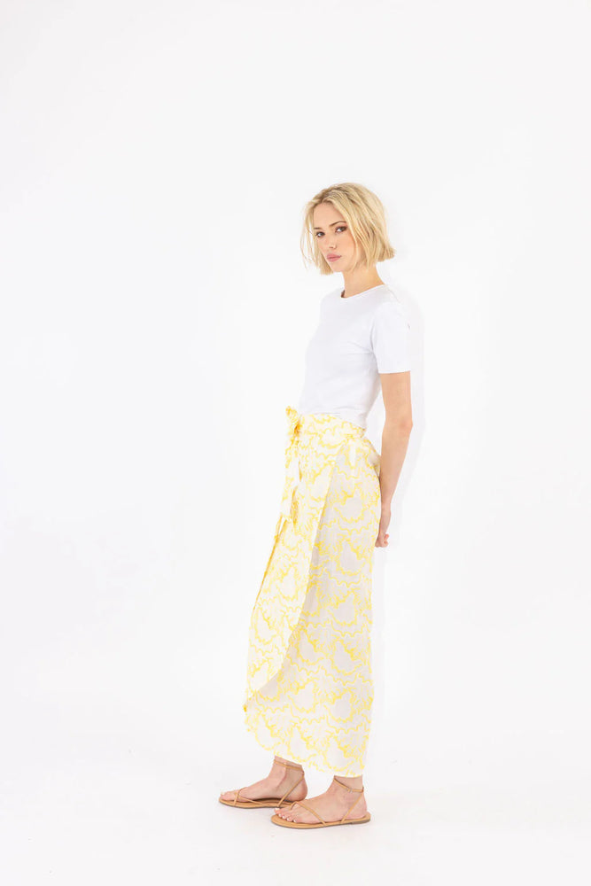 Golden Linen Maxi Wrap Skirt