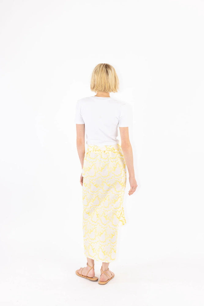 Golden Linen Maxi Wrap Skirt