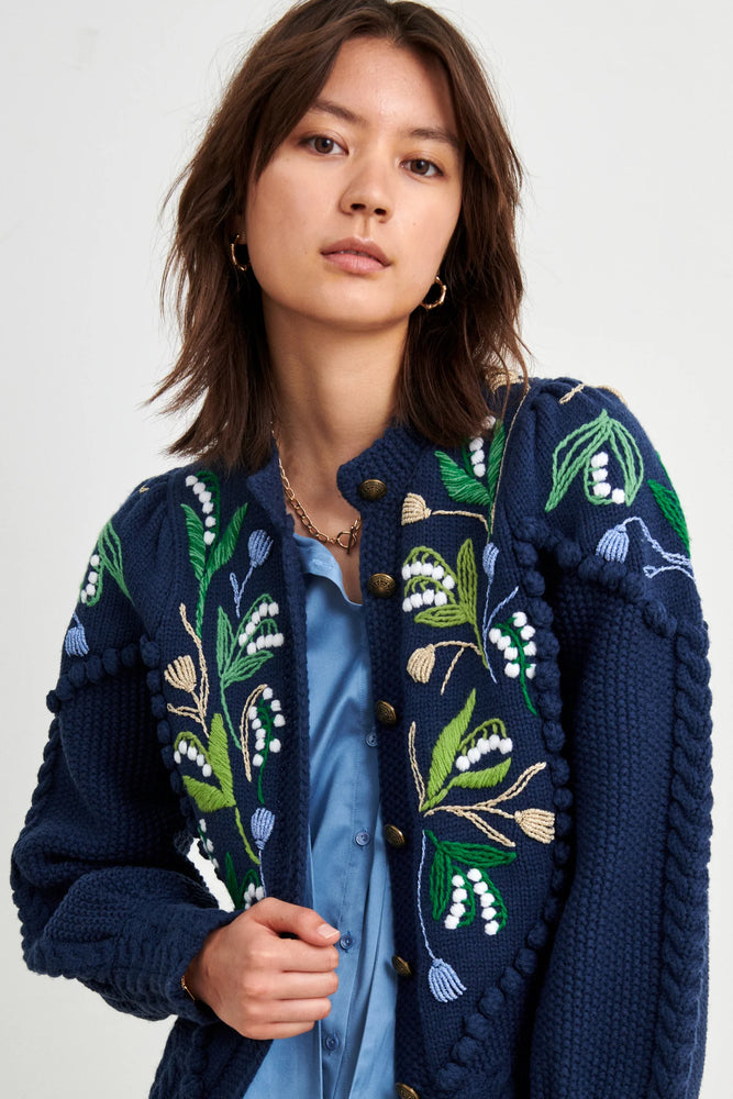 Holly Cardigan Navy Lilly of the Valley