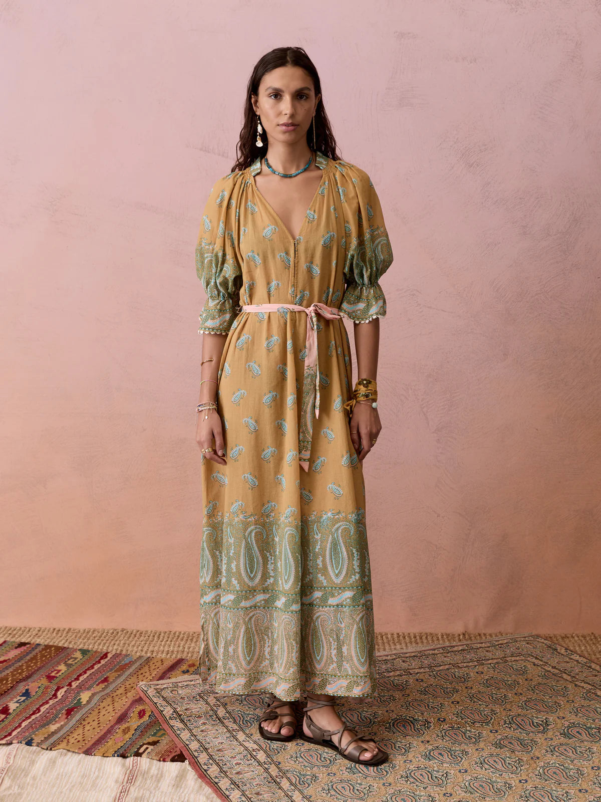 Lucent Maxi Smock Dress in Amber