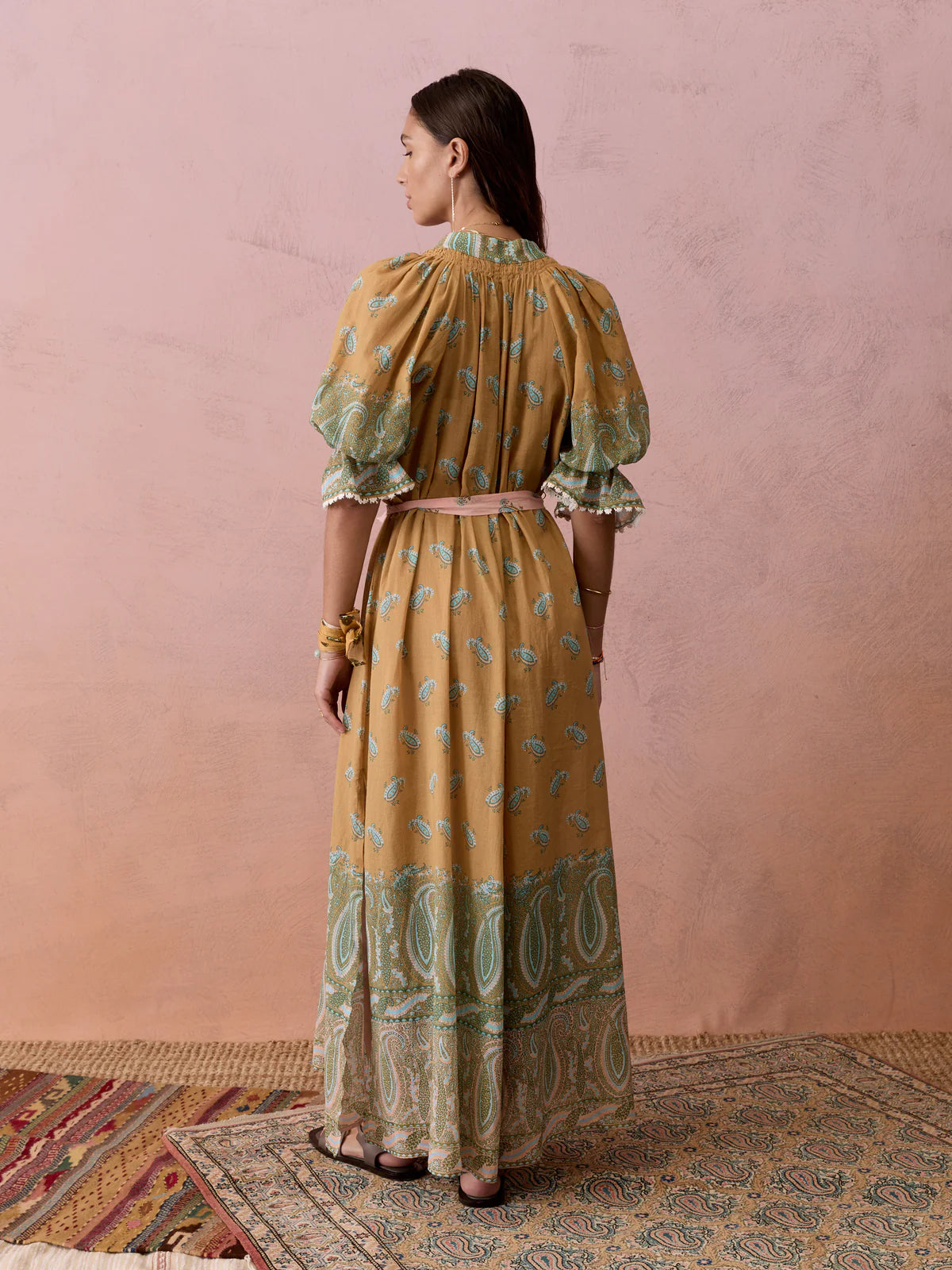 Lucent Maxi Smock Dress in Amber