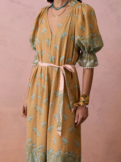 Lucent Maxi Smock Dress in Amber