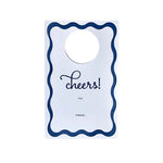 Cheers Ribbon Navy Wine Tags