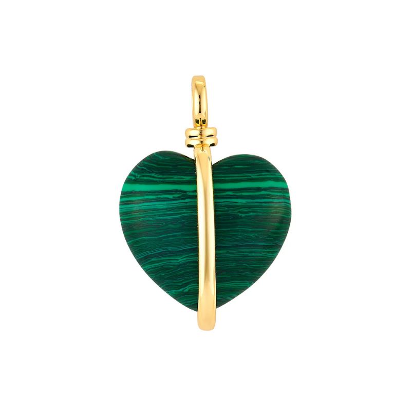 Wrapped Heart Charm in Malachite