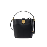 Small Crest Lock Bucket Bag in Black