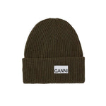 Green Fitted Wool Rib Knit Beanie