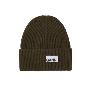 Green Fitted Wool Rib Knit Beanie