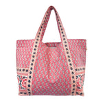 Large Beach Bag in Pink Navy Print