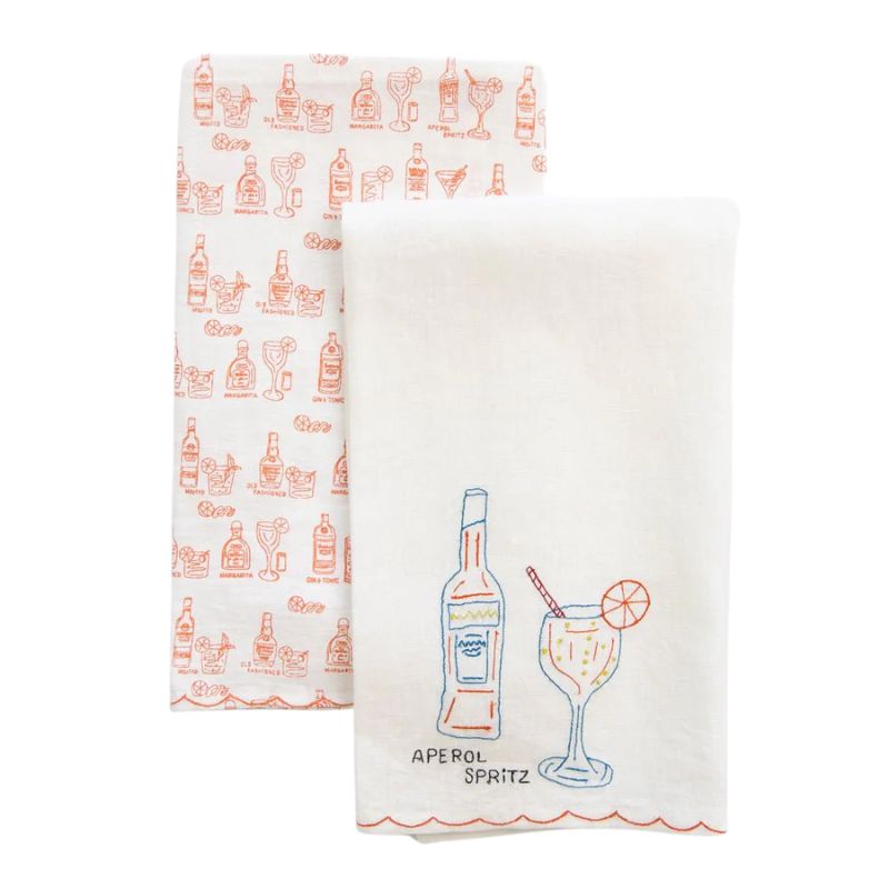 Aperol Spritz Linen Tea Towels | Set of 2