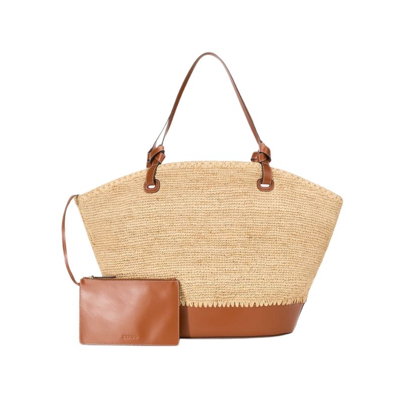 Squillo Raffia and Leather Tote Bag