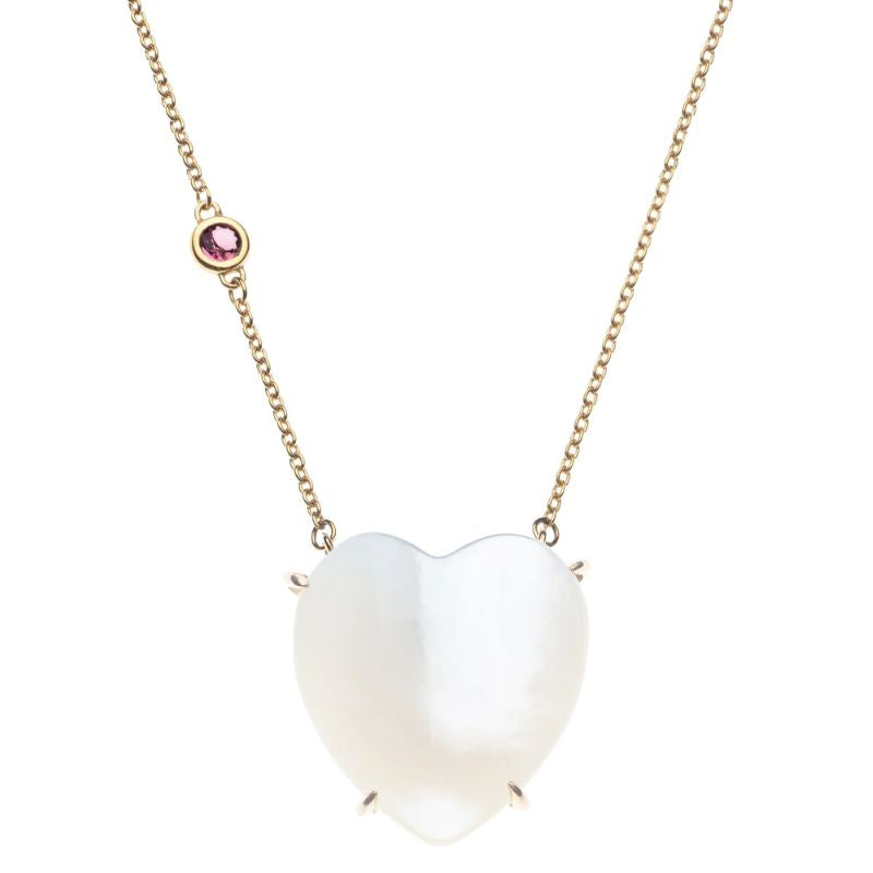 LOVE Shell Carved Heart Necklace with Gold Setting