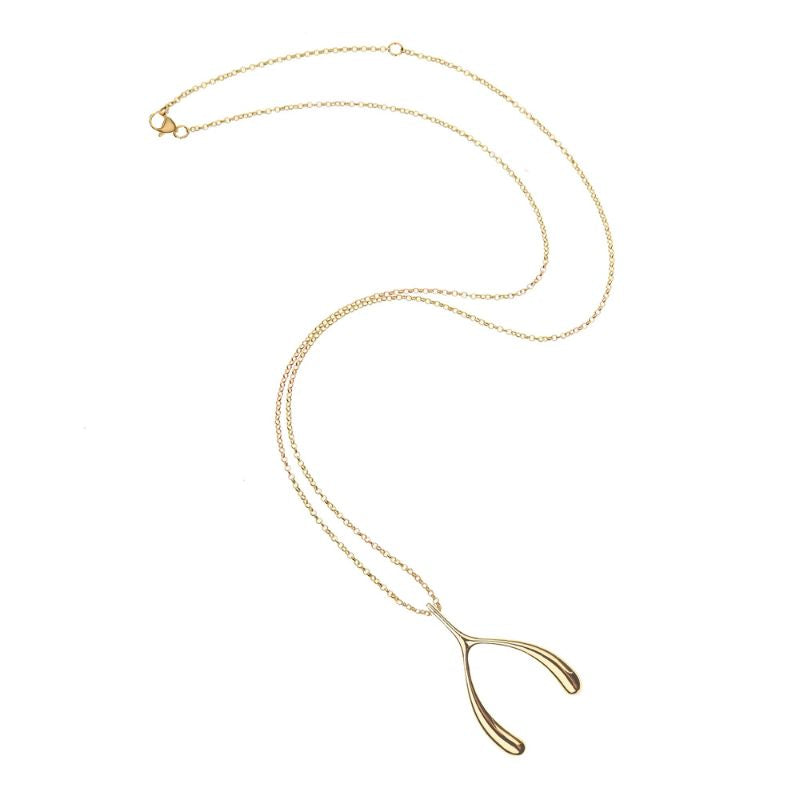 LUCKY Gold Wishbone Necklace