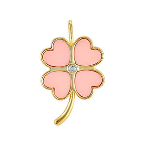 Lucky Clover Charm in Pink Coral