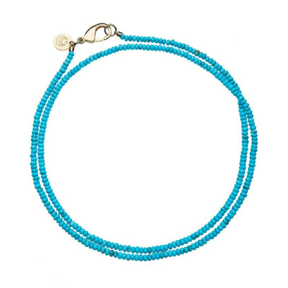 Double Wrap Diamond Cut Beaded Necklace in Turquoise