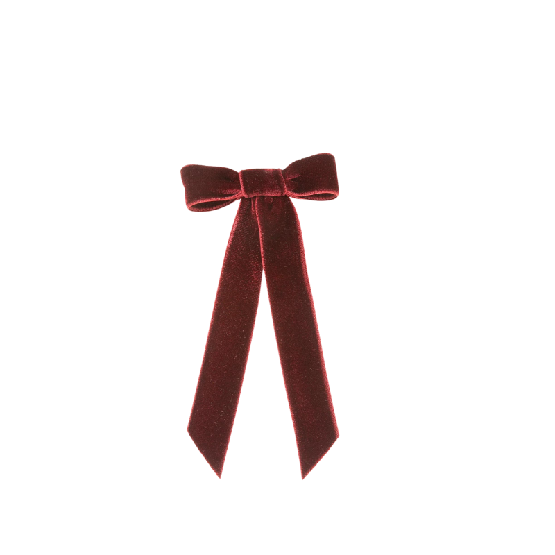 Velvet Bow Barrette in Pinot