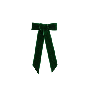 Velvet Bow Barrette in Emerald