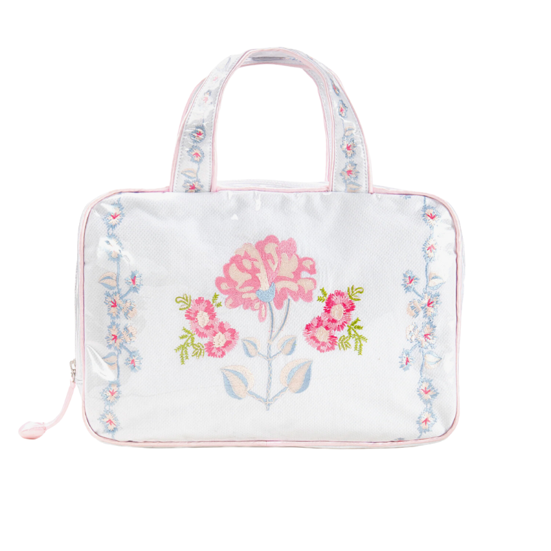 Peony Double Handle Cosmetic Bag in Pink