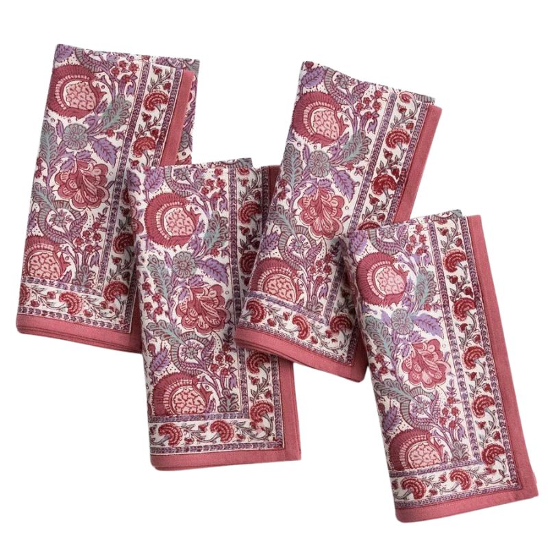 Bohemian Floral Dusty Rose Napkin | Set of 4