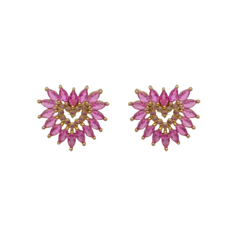 
            
                Load image into Gallery viewer, Crystal Heart Studs in Magenta
            
        
